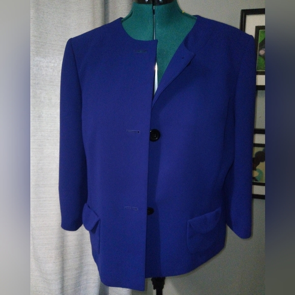 Jones Studio 3/4 Sleeve Blazer in Deep Purple Sz 16 - Picture 13 of 16